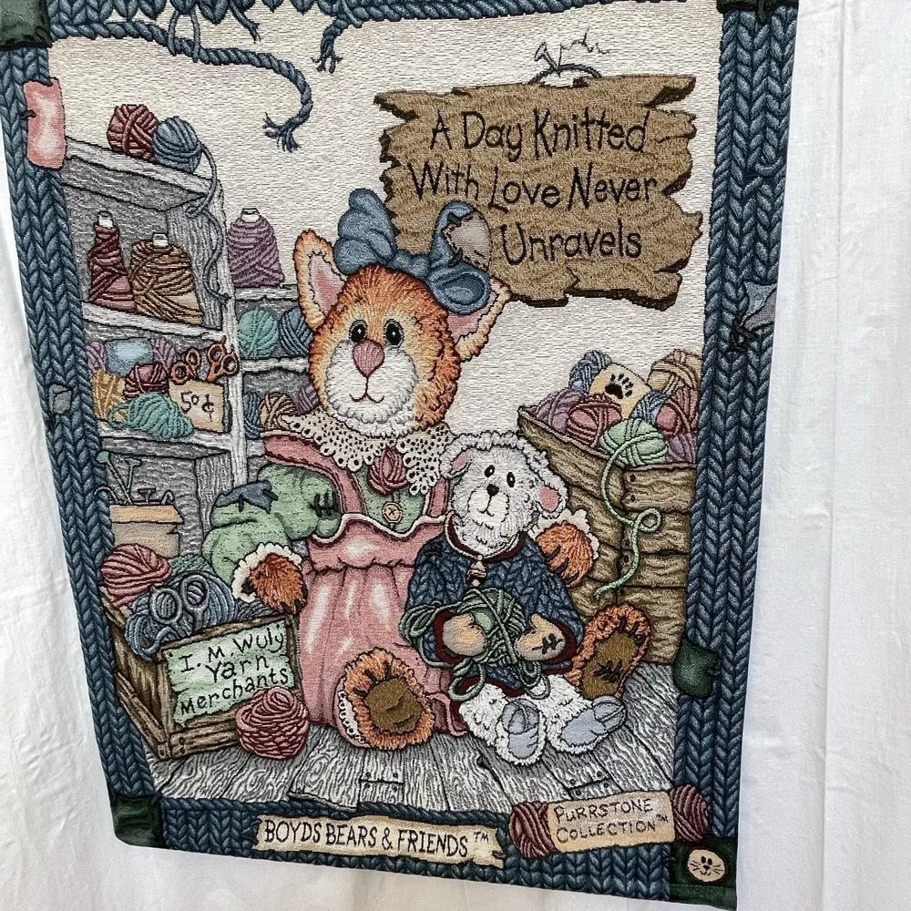 Vintage Boyds Bears & Friends Tapestry A Day Knitting Wall Hanging 36